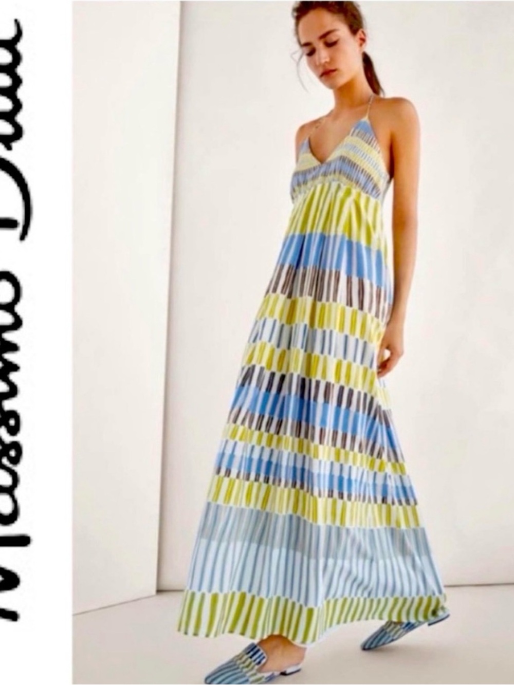 Massimo Dutti Silk Maxi Halter
Slip Dress Painterly Stripes
Multicolor US 6